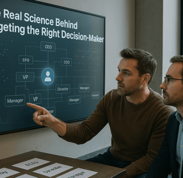 2 Founders looking at the screen discusing decision makers flow chart