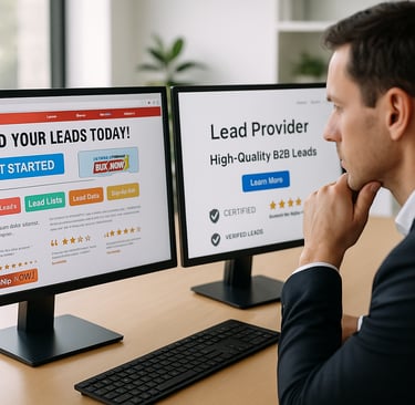 Professional looking at B2B Leaads website