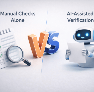 3D comparison of AI-assisted verification versus manual data checks