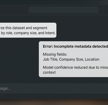 AI model error showing incomplete metadata warning