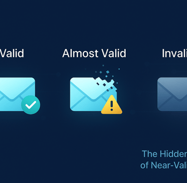 Infographic comparing valid, almost valid, and invalid emails.