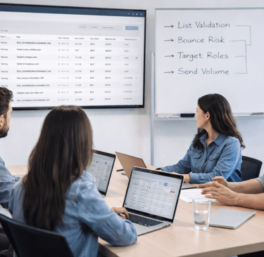 SDR team planning a cold email campaign before launch