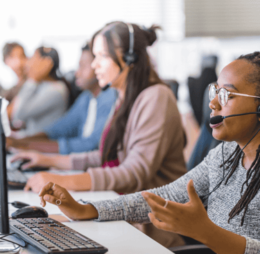 BPO agents working in a call center