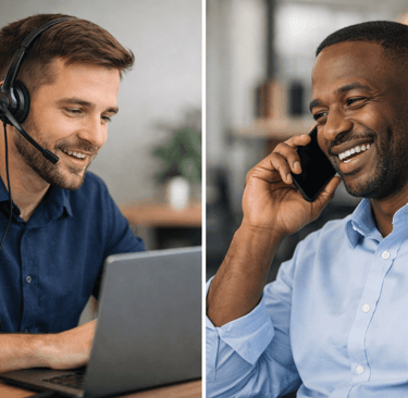sales rep and engaged prospect on a cold call