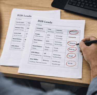 reviewing company size errors on lead sheet