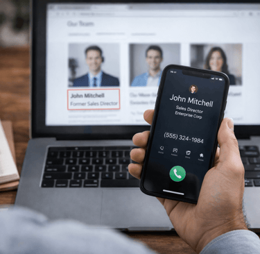 founder checking contact before making a sales call