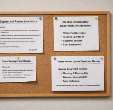 Internal department restructure notice board