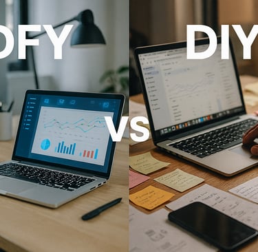 DFY vs DIY cold email split-screen workspace comparison