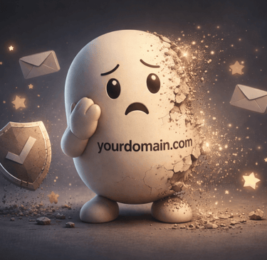 3D domain character showing decline in email reputation