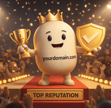 3D illustration of a domain character celebrated for strong email reputation