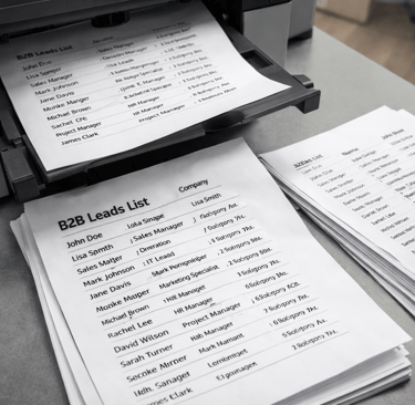 Photocopier duplicating a B2B leads list with repeated contacts