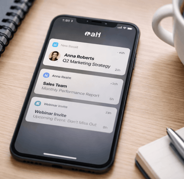 email notification showing selective engagement on phone