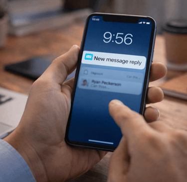 New message reply notification on smartphone