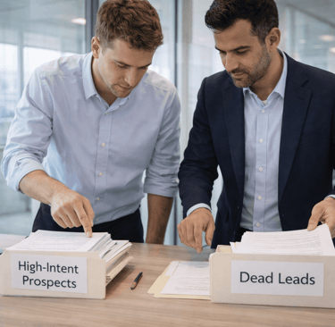two founders separating high-intent prospects from dead leads based on data recency
