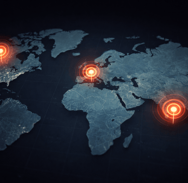 World map showing B2B data accuracy in the US, UK, and Canada