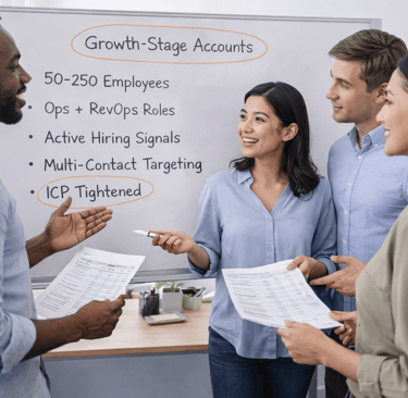 SDR team discussing precise targeting for growth-stage accounts