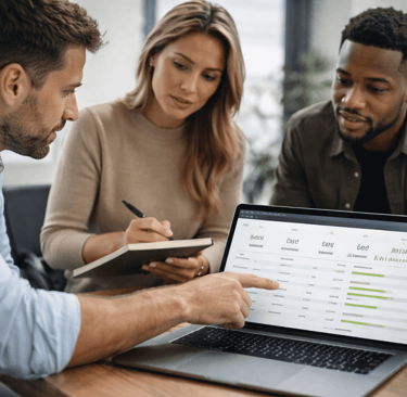 SDRs reviewing cold email analytics together