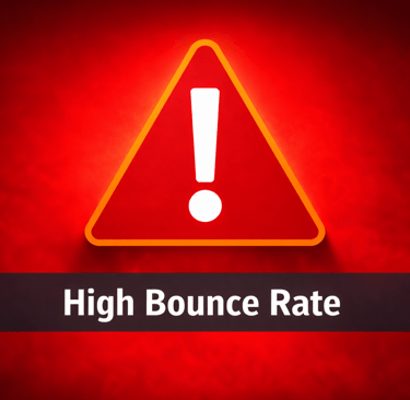 Critical alert warning sign indicating high bounce rate
