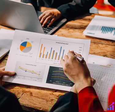 image of a business professional analyzing a glowing data network or digital map