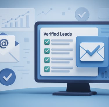 Image of a monitor showind data validation and an email with a check mark