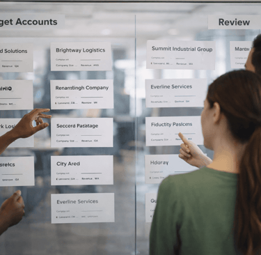 SDR team reviewing target accounts with missing firmographic details