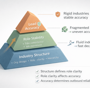 3D pyramid showing industry structure influencing lead accuracy.
