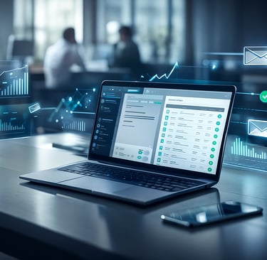 Laptop on a office table with analytics open