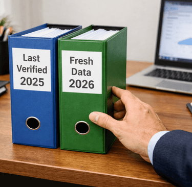 founder choosing fresh lead data binder over outdated data