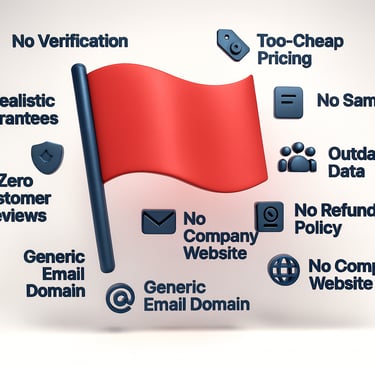3D red flag infographic showing warning signs of bad lead providers