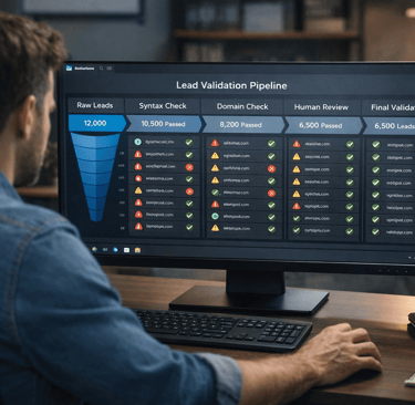 lead validation pipeline dashboard on computer screen