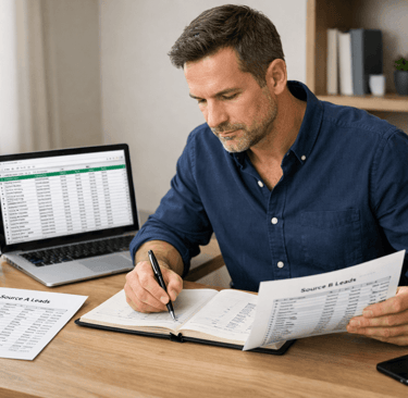 Founder merging leads from two data sources into one sheet