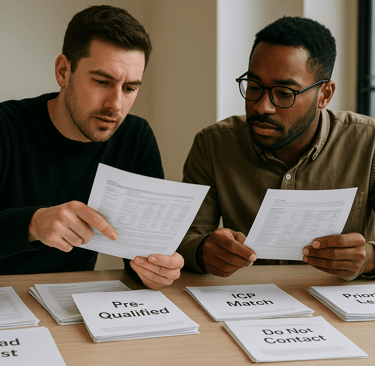 Founders reviewing lead papers.