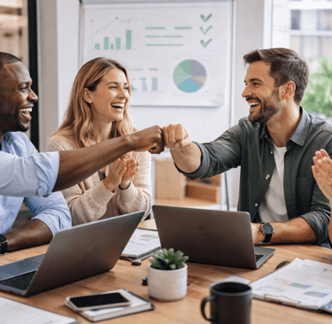 SDR team celebrating a successful outbound campaign