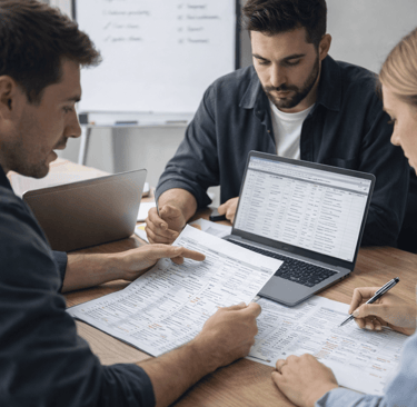 SDR team reviewing B2B leads together