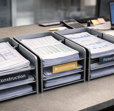 Paper lead trays segmented by industry.