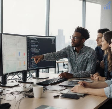 Team looking at data