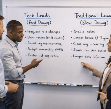 SDR team comparing tech and traditional lead decay