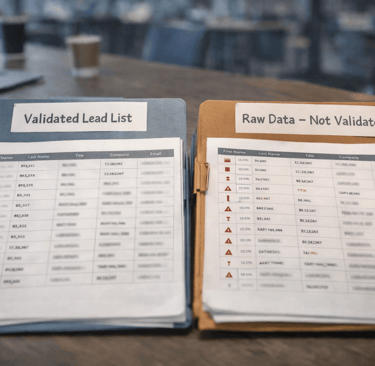Validated lead list compared to unvalidated raw contact data