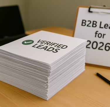 Stack of verified B2B leads labeled for 2026