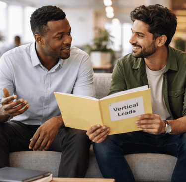 Two founders discussing vertical lead data stability