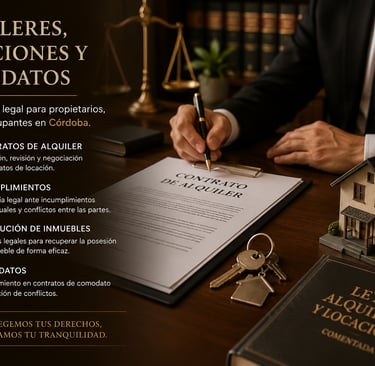 Asesoramiento jurídico en alquileres, locaciones y comodatos en Córdoba. Contratos de alquiler, conf