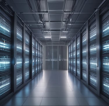 Modern office building with glass facade under clear sky