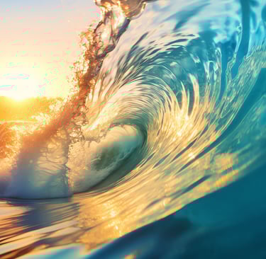 Ocean wave curling along the Southern California coast — A beachside escape just beyond Disneyland