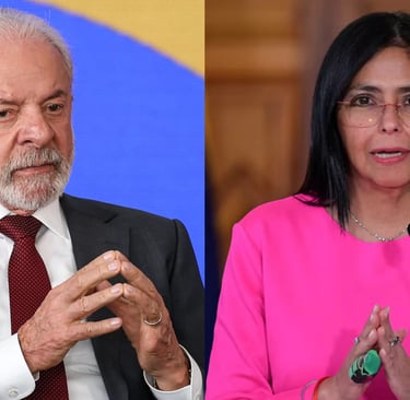 Lula e Delcy Rodríguez (Foto: Marcelo Camargo/Agência Brasil | Reuters/Gaby Oraa)