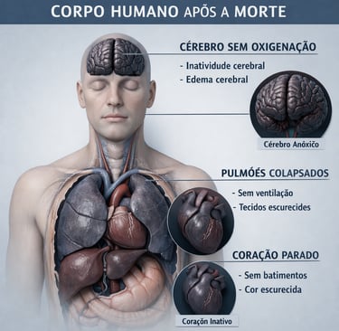Representação médica realista do corpo humano logo após a morte