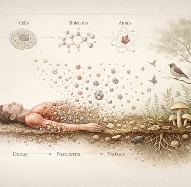 Ilustração final com abordagem filosófica e científica da morte