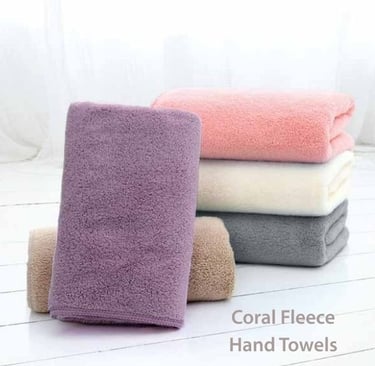 Coral Fleece Hand Towels on the floor