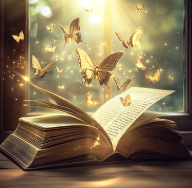 a book opened to reveal butterflies