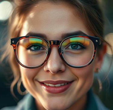 glasses, a girl with glasses, learn about glasses, earninglearning