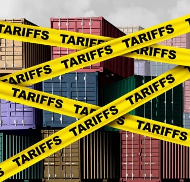 tariff yellow tape over containers